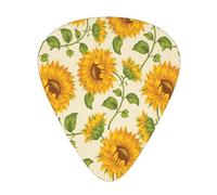 Girasole disegnato,12 pezzi di plettri per chitarra, 3 plettri di diverso spessore per chitarra acustica, basso, ukulele