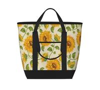 Girasole disegnato,Borsa porta pranzo grande capacità isolata per donne e uomini, lavoro, picnic, viaggi