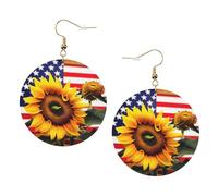 Girasole e Bandiera Americana Orecchini In Pelle Alla Moda Per Le Donne Pendenti 1 Paio Leggero Stampato Piercing Orecchini Gioielli Regali Per Donne Ragazze