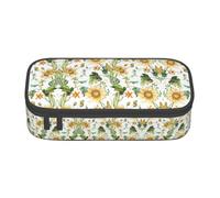 Girasole e Mais Grande Capacità Astuccio Cancelleria Storage Bag con Cerniera Ragazzi Ragazze Studenti Scuola, Nero , Taglia unica, Valigia