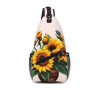 Girasole E Rosa Sling Borsa Petto Per Gli Uomini E Le Donne Piccola Borsa A Tracolla Impermeabile Mini Crossbody Daypack Per Escursionismo