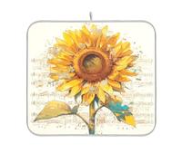 Girasole fatto di note musicali asciugatura piatto mat asciugatura pad per cucina contatore tappetino sotto scolapiatti tappetino asciugatrice 16 x 18