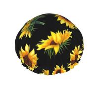Girasole Fiori in fiore Piante Cuffia da a con stampa nera e gialla per le donne Cuffia da a riutilizzabile in tessuto a doppio strato Cuffia per capelli per ragazze