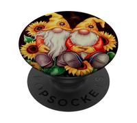 Girasole Gnomi Coppia Giallo Autunno Autunno Giard PopSockets PopGrip Adesivo
