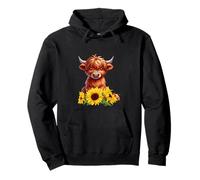 Girasole Highland Mucca - -Bestiame - Azienda agricola - Allevamento bovino Felpa con Cappuccio
