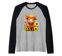 Girasole Highland Mucca - -Bestiame - Azienda agricola - Allevamento bovino Maglia con Maniche Raglan