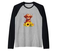 Girasole Highland Mucca - -Bestiame - Azienda agricola - Allevamento bovino Maglia con Maniche Raglan