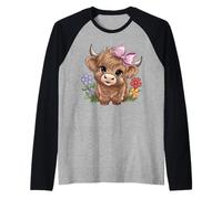Girasole Highland Mucca - -Bestiame - Azienda agricola - Allevamento bovino Maglia con Maniche Raglan
