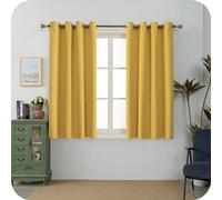 GIRASOLE HOME Coppia Tende Barbados Termiche 100% Oscuranti 2 Pannelli da 140x150cm con Occhielli, Giallo