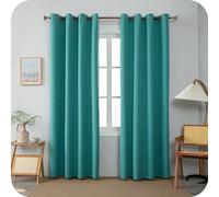 GIRASOLE HOME Coppia Tende Barbados Termiche 100% Oscuranti 2 Pannelli da 140x200cm con Occhielli, Verde Acqua