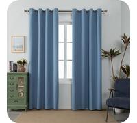 GIRASOLE HOME Coppia Tende Barbados Termiche 100% Oscuranti 2 Pannelli da 140x220cm con Occhielli, Denim