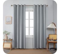 GIRASOLE HOME Coppia Tende Barbados Termiche 100% Oscuranti 2 Pannelli da 140x220cm con Occhielli, Grigio