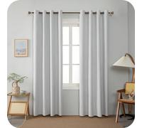GIRASOLE HOME Coppia Tende Barbados Termiche 100% Oscuranti 2 Pannelli da 140x240cm con Occhielli, Bianco Fumo