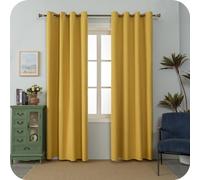 GIRASOLE HOME Coppia Tende Barbados Termiche 100% Oscuranti 2 Pannelli da 140x300cm con Occhielli, Giallo