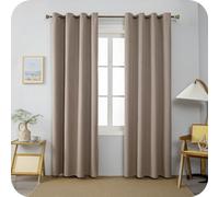 GIRASOLE HOME Coppia Tende Barbados Termiche 100% Oscuranti 2 Pannelli da 140x300cm con Occhielli, Marroncino