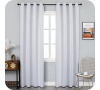 GIRASOLE HOME Coppia Tende Capri Semi Oscuranti Termiche Morbide Motivo Intreccio Argentato 2 Pannelli con Occhielli (Bianco Ghiaccio, 140x290cm)