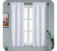 GIRASOLE HOME Coppia Tende Fiji Bianche Semi Oscuranti Termiche Morbide Tinta Unita 2 Pannelli da 55x150cm con Tasca, Bianco