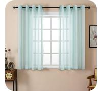 GIRASOLE HOME Coppia Tende Itaca Filtranti in Simil Lino 2 Pannelli con Occhielli (Azzurro Pastello, 140x150cm)