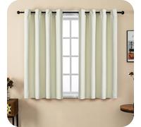 GIRASOLE HOME® Coppia Tende Semi Oscuranti Effetto Lino Trama Spigata Tenda Pesante per Interni 2 Pannelli con Occhielli (Panna, 140x133cm)