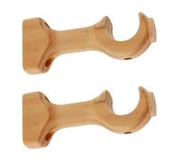 GIRASOLE HOME Staffa Aperta 112mm in Legno per Aste di Diametro fino a 28mm 2 Pezzi (Naturale)