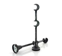 GIRASOLE HOME Staffa Doppia Aperta 218mm per 2 Aste 2 Pezzi in Alluminio Resistente per Bastoni dal Diametro di 18-20 mm (Nero e Argento)