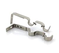 GIRASOLE HOME Staffa Doppia Regolabile Aperta 165mm per 2 Aste 2 Pezzi in Ferro Resistente per Bastoni dal Diametro di 18-20 mm (Nichel Satinato)