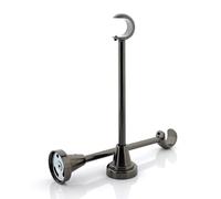 GIRASOLE HOME Staffa Lunga Aperta 198mm per Asta 2 Pezzi in Alluminio Resistente per Bastoni dal Diametro di 18-20 mm (Nichel Nero)