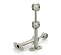 GIRASOLE HOME Staffa Regolabile Doppia 175mm per 2 Aste 2 Pezzi in Lega di Zinco Resistente per Bastoni dal Diametro di 18-20 mm (Nichel Satinato)