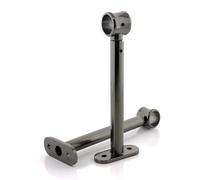 GIRASOLE HOME Staffa Regolabile Lunga 165mm per Asta 2 Pezzi in Alluminio Resistente per Bastoni dal Diametro di 18-20 mm (Nichel Nero)