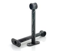 GIRASOLE HOME Staffa Regolabile Lunga 165mm per Asta 2 Pezzi in Alluminio Resistente per Bastoni dal Diametro di 18-20 mm (Nero e Argento)