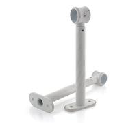 GIRASOLE HOME Staffa Regolabile Lunga 165mm per Asta 2 Pezzi in Lega di Zinco Resistente per Bastoni dal Diametro di 18-20 mm (Bianco e Oro)