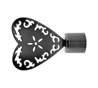 GIRASOLE HOME® Terminale Cuore per Asta da Tenda dal Diametro di 18-20 mm 2 Pezzi in Ferro (Nichel Nero)