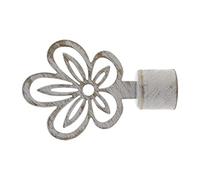 GIRASOLE HOME® Terminale Fiore per Asta da Tenda dal Diametro di 18-20 mm 2 Pezzi in Ferro (Bianco e Oro)