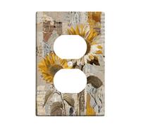 Girasole luce interruttore piastra di copertura/coperture di uscita, giallo disegno floreale per la decorazione domestica, piastre di parete termoplastiche, dimensioni standard singola Duplex presa