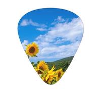 Girasole Mare E Cielo Azzurro Nuvole Bianche,12 pezzi di plettri per chitarra, 3 plettri di diverso spessore per chitarra acustica, basso, ukulele