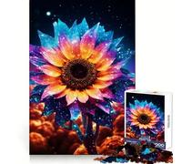 Girasole Neon Bagliore Cosmico Puzzle da 1000 Pezzi per Adulti Rompicapo Mentale Rilassante Divertimento Assemblaggio Immagine Sorpresa Calda 38x52cm