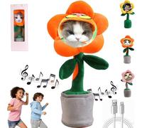 Girasole Personalizzato che Canta e Danza Fiore- Giocattolo Interattivo Ricaricabile con Custodia Regalo, Aggiungi Foto/Testo, Regalo Perfetto per Compleanni e Feste，Ripete ciò che Dici, (Saffron)