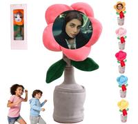 Girasole personalizzato che danza e canta con foto del viso,Girasole Parlante che Balla,Giocattolo Educativo Interattivo con Personalizzazione Foto,Regalo per Neonati e Bambini (Watermelon Red)