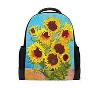 Girasole pittura a olio da viaggio portatile zaino scuola borsa libro fiore giallo floreale causale zaino all'aperto business escursionismo zaino campeggio borse a spalla per donne uomini