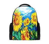 Girasole pittura a olio da viaggio portatile zaino scuola borsa libro giallo fiore floreale causale zaino all'aperto business escursionismo zaino campeggio borse a spalla per studenti donne uomini