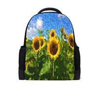 Girasole pittura a olio da viaggio portatile zaino scuola libro borsa cielo verde foglie causale zaino all'aperto business escursionismo zaini campeggio borse a spalla per donne uomini