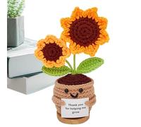 Girasole positivo, regalo all'uncinetto a mano con biglietto, piccoli regali per un buon miglioramento, supporto emotivo e ringraziamento per mamma, insegnante e anziani (15,5 x 6 x 6 cm)