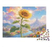 Girasole Puzzle in carta spessa Girasole con castello fantasy e fiume attività interattiva rilassante 70x50cm/1000 pezzi