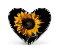 Girasole sfondo nero carino distintivo cuore, spille per donne e uomini gioielli alla moda accessori per cappelli borse giacca cappotto regali di giorno