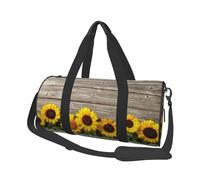 Girasole Su Legno Rustico, Borsone da viaggio di grande capacità Borsa rotonda Borsa da viaggio sportiva Borsa da viaggio Borsa da fitness