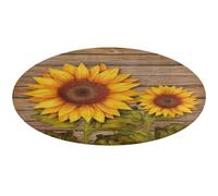 Girasole su legno Zerbino assorbente in velluto di corallo tappetini da bagno antiscivolo per interni ed esterni tappetino rotondo di benvenuto tappetino lavabile per zerbini d'ingresso