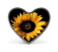 Girasole su sfondo nero carino distintivo cuore, spille per donne e uomini gioielli alla moda accessori per cappelli borse giacca cappotto regali di giorno