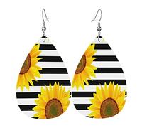 Girasole Su Strisce Bianche E Nere Donna Orecchini Ecopelle Orecchino Goccia Pendenti