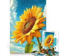 Girasole vibrante su cielo blu - Puzzle per adulti da 1000 pezzi - Gioco di logica - Taglio di precisione - Bordi lisci - Regalo perfetto per riunioni di famiglia (38x26cm)