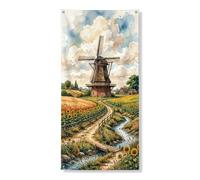 Girasole Winnowing Door Cover Banner Decorativo, Rustico Paesaggio Campagna Decorazione Porta D'ingresso, Interni Esterni Autunno Raccolto Festival Forniture 91x182 Pollici